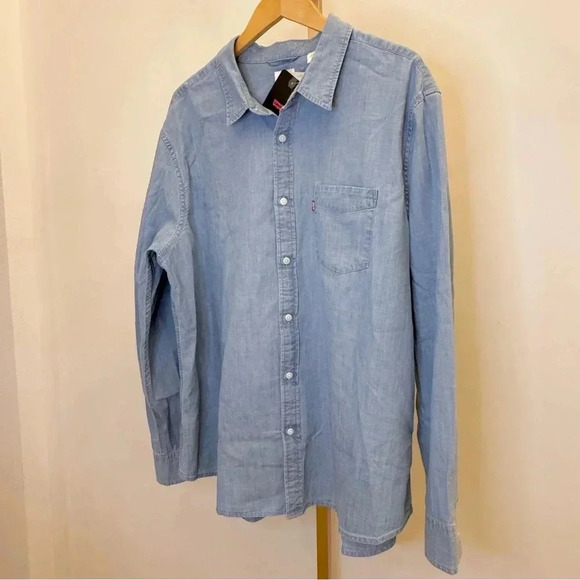 Levi's Men's 2XL Blue Denim Long Sleeve Button-Up Shirt Casual Chambray - Picture 6 of 14